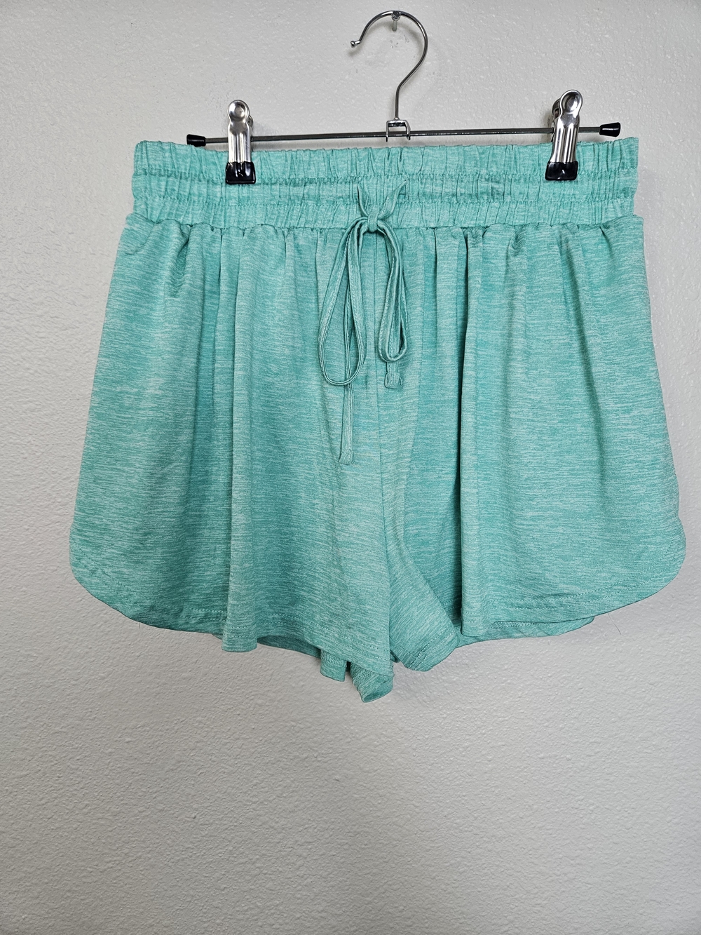 Women’s Teal Elastic-Waist Athletic Shorts with Drawstring Size M